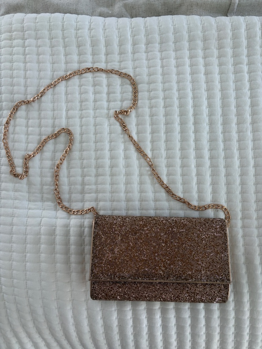 Gold Sparkly Cross Body with Gold Chain